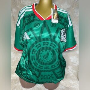 adidas Mexico Green Soccer Jersey with Red & White Trim